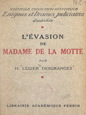 cover image of L'évasion de Madame de La Motte